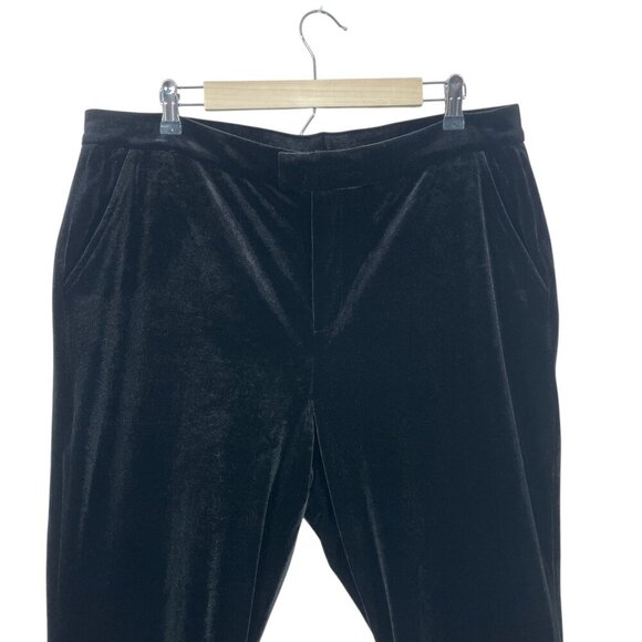 Good American Black Velvet Pants Size 5 (2XL) Flare Leg Trouser Relaxed Velour - Picture 3 of 7